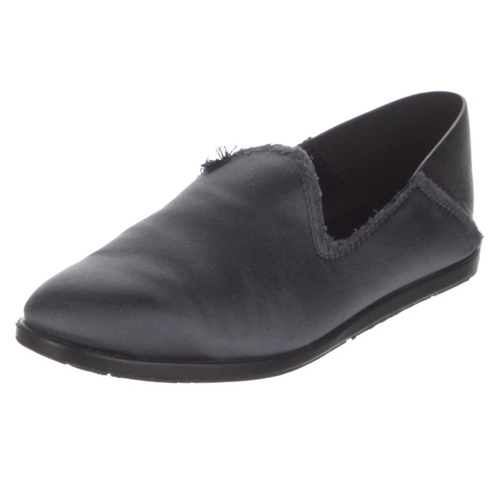 ▶️ Pedro Garcia Espana ◀️ Gray Silk Satan Raw Edge Slip On Flats 37.5 - Picture 2 of 16